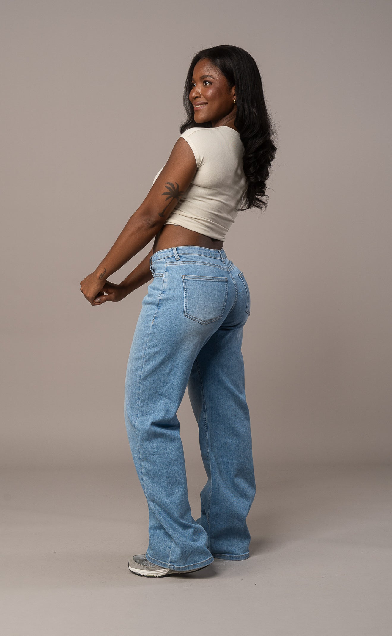 Womens Baggy Low Waisted Fitjeans - Arctic Light Blue Baggy Low Waisted FITJEANS