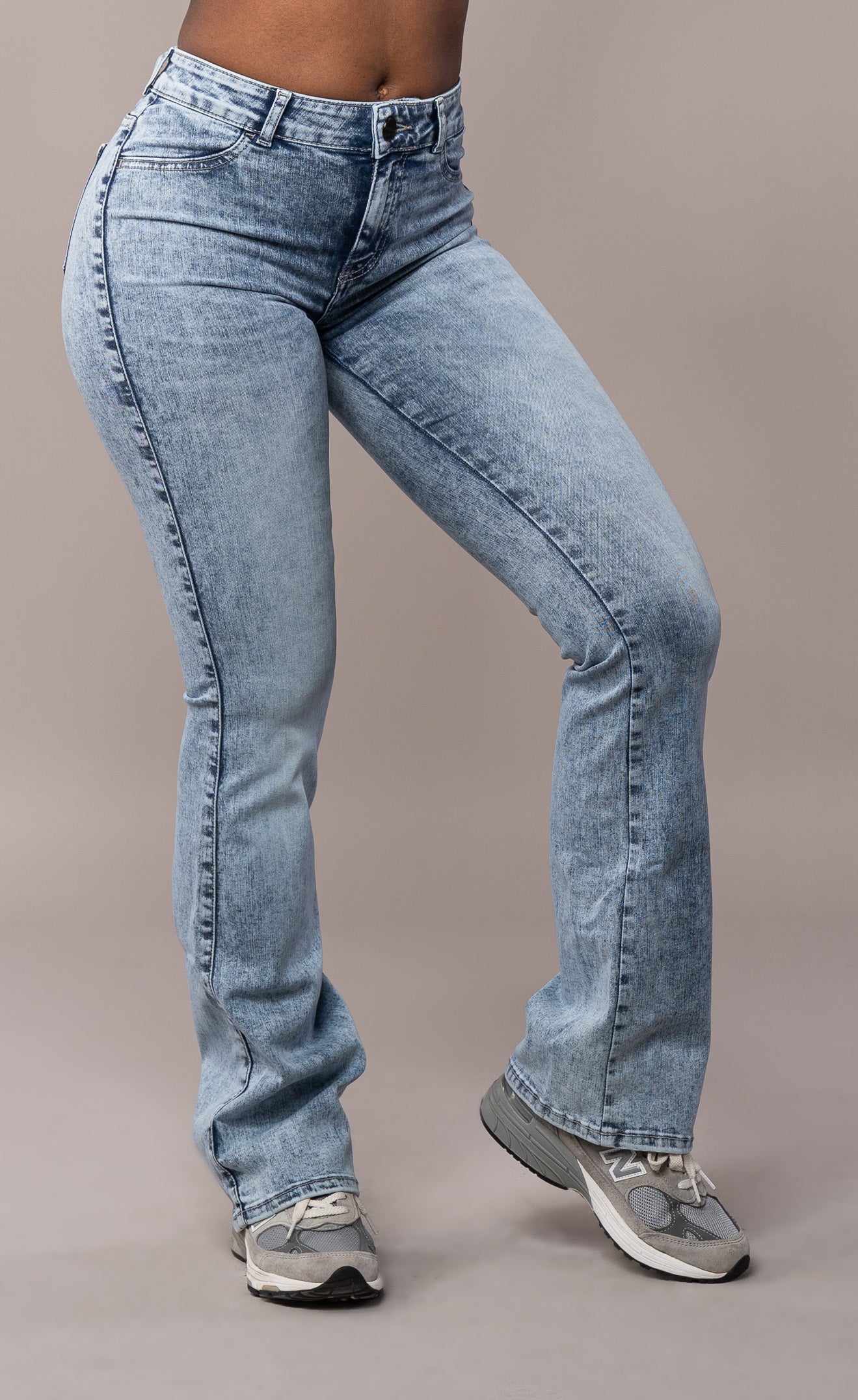 Womens Flared Mid Waisted Fitjeans - 80s Blue Flared Mid FITJEANS