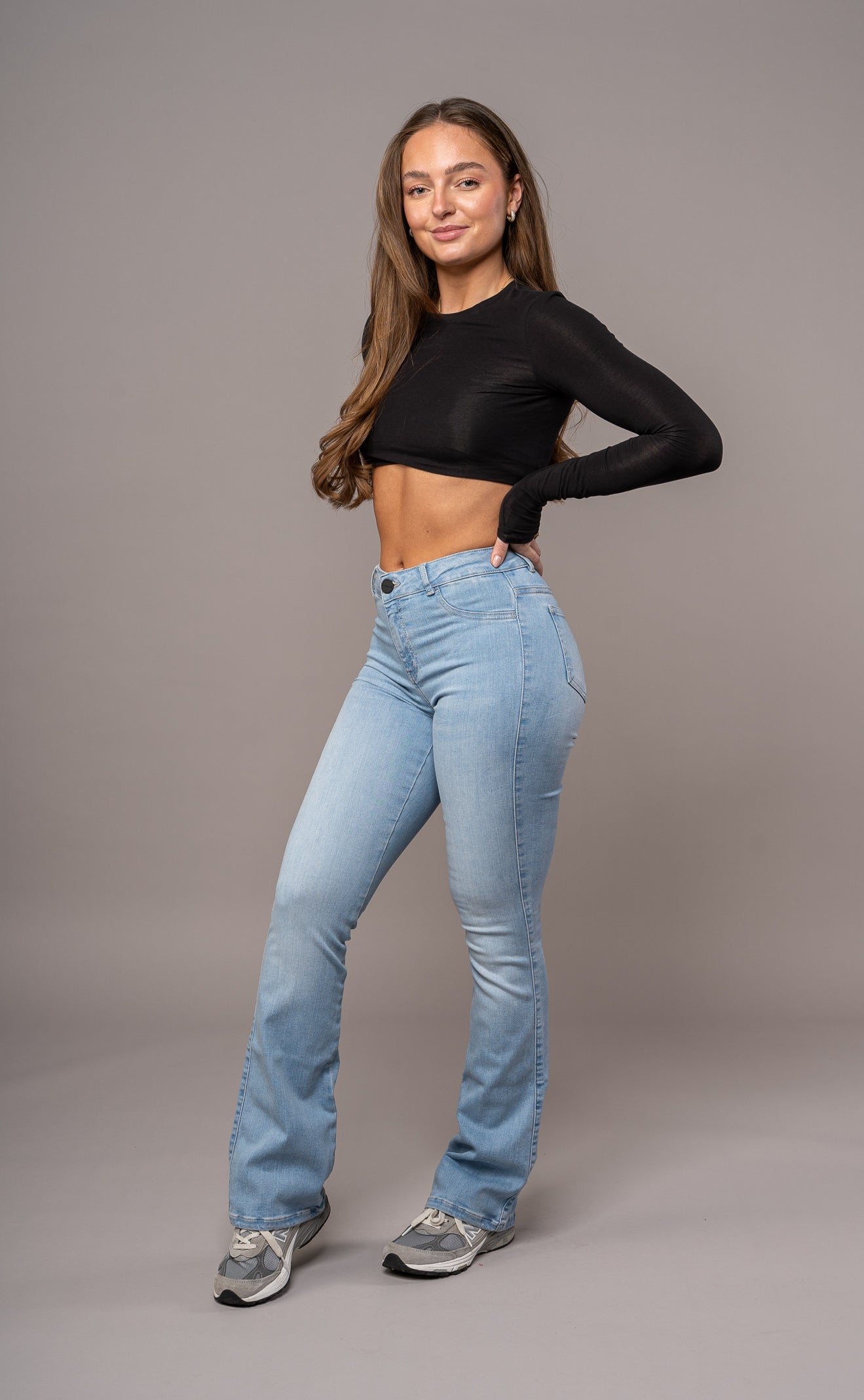 Womens Flared Mid Waisted Fitjeans - Arctic Light Blue Flared Mid FITJEANS