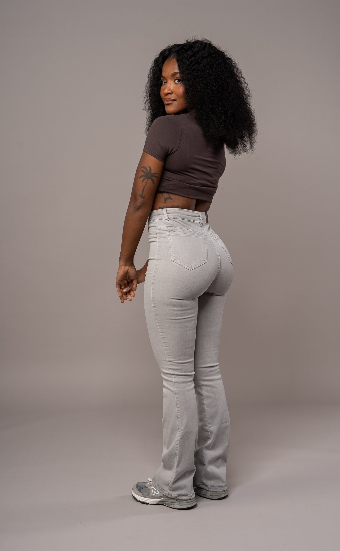 Womens Pastel Flared Fitjeans - Ash Grey Pastel Flared FITJEANS