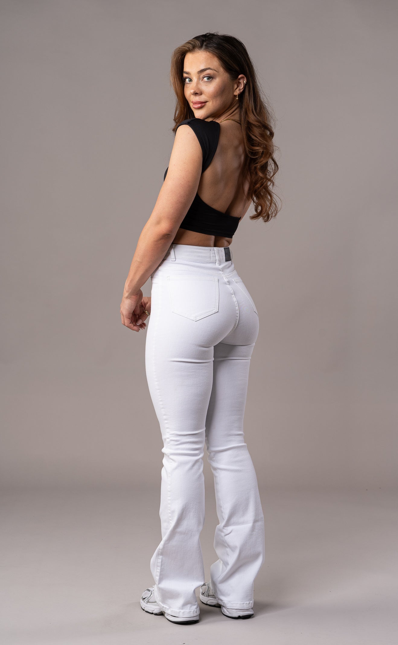 Womens Pastel Flared Fitjeans - White Pastel Flared FITJEANS