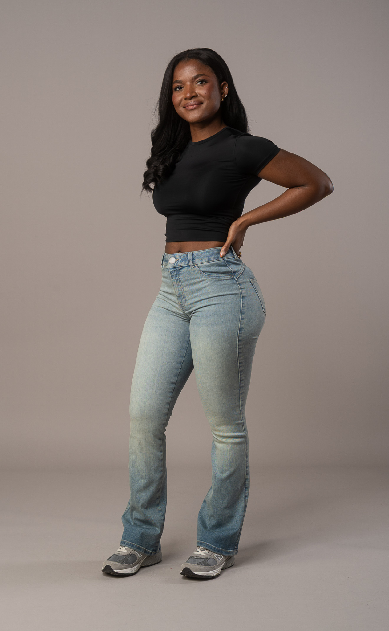 Womens Flared Mid Waisted Fitjeans - Distorted Blue Flared Mid FITJEANS