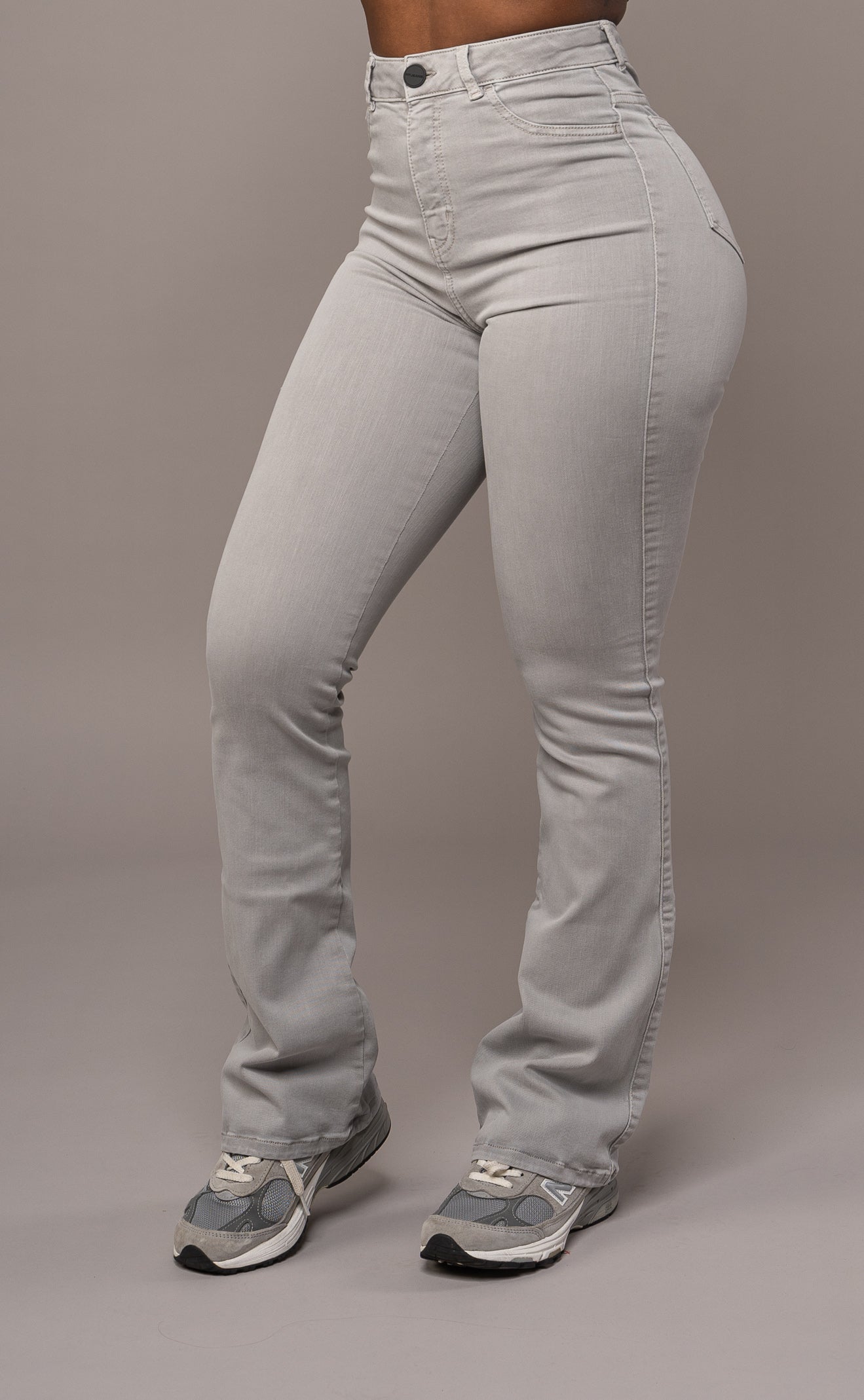 Womens Pastel Flared Fitjeans - Ash Grey Pastel Flared FITJEANS