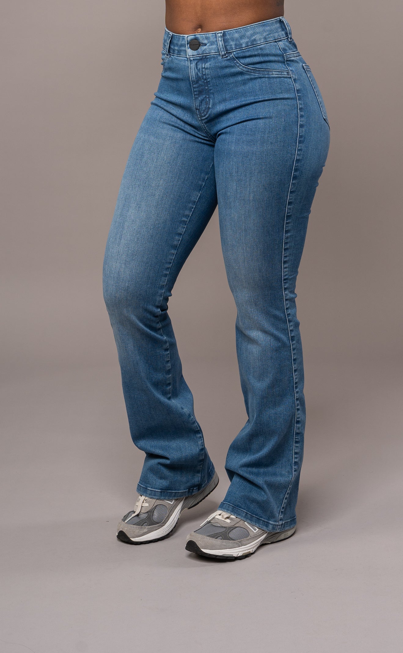Womens Flared Mid Waisted Fitjeans - Azure Blue Flared Mid FITJEANS