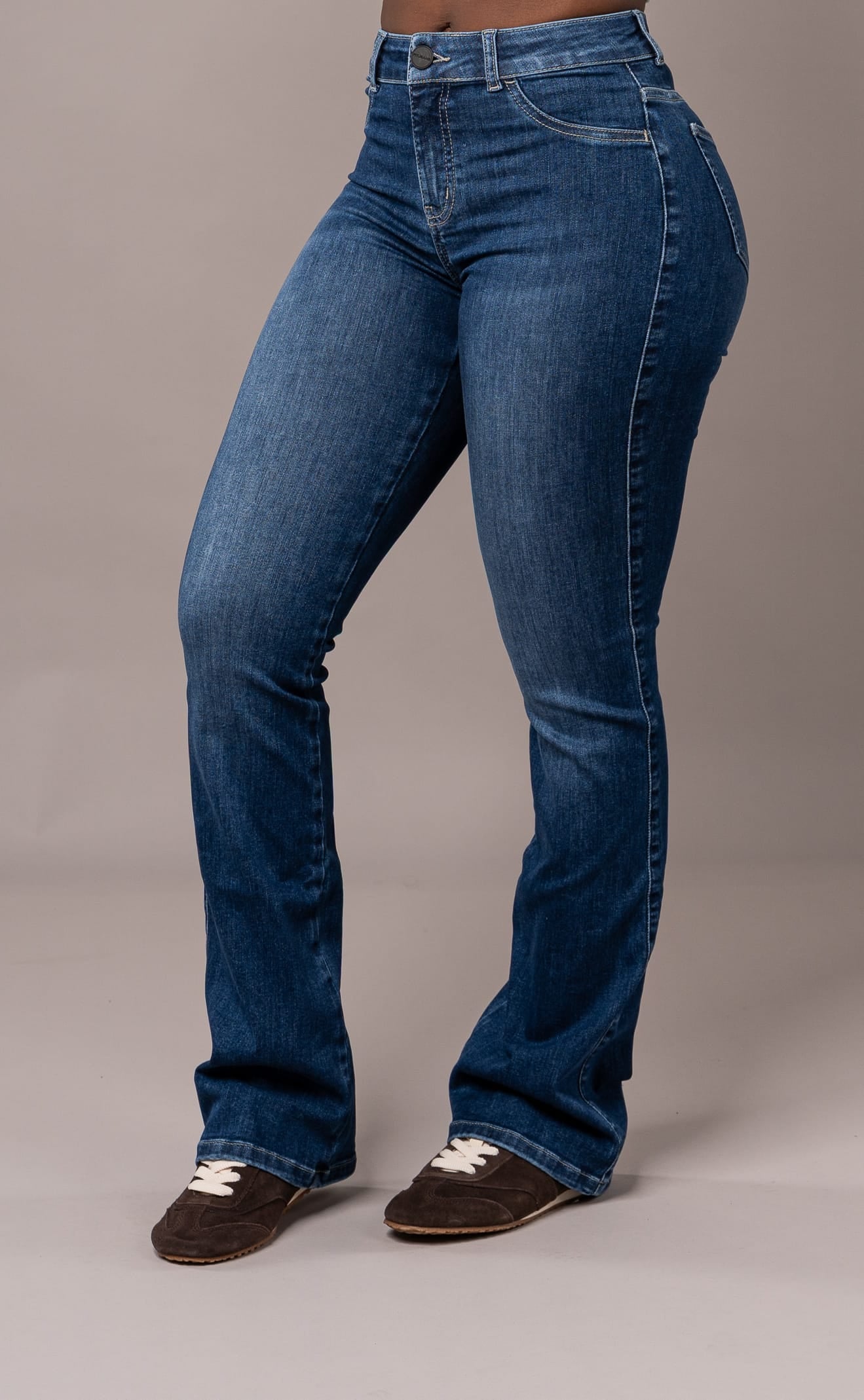 Womens Flared Mid Waisted Fitjeans - Sapphire Blue Flared Mid FITJEANS