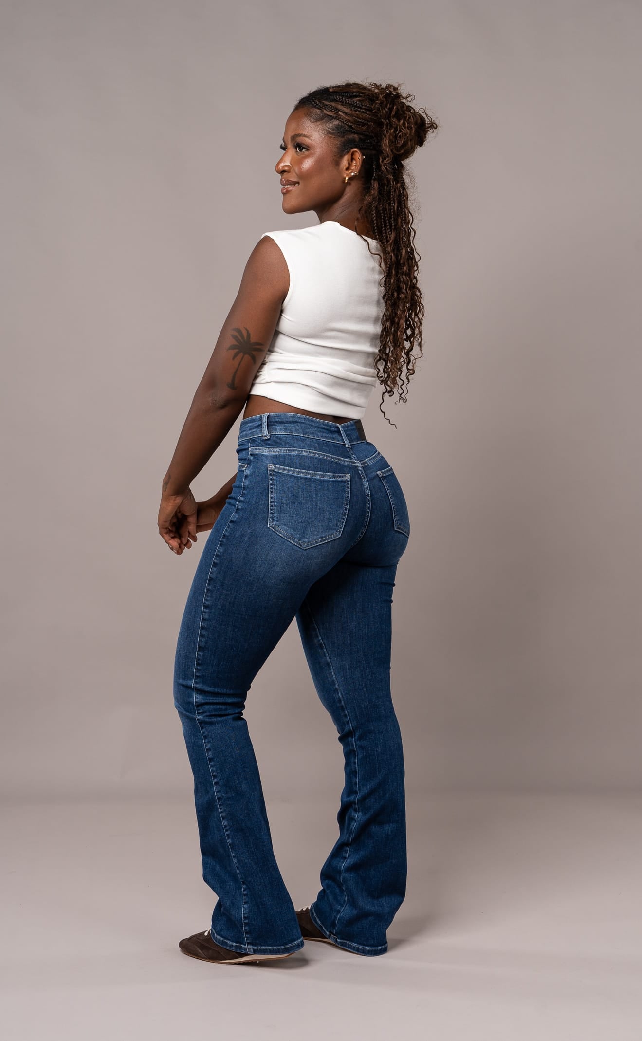Womens Flared Mid Waisted Fitjeans - Sapphire Blue Flared Mid FITJEANS