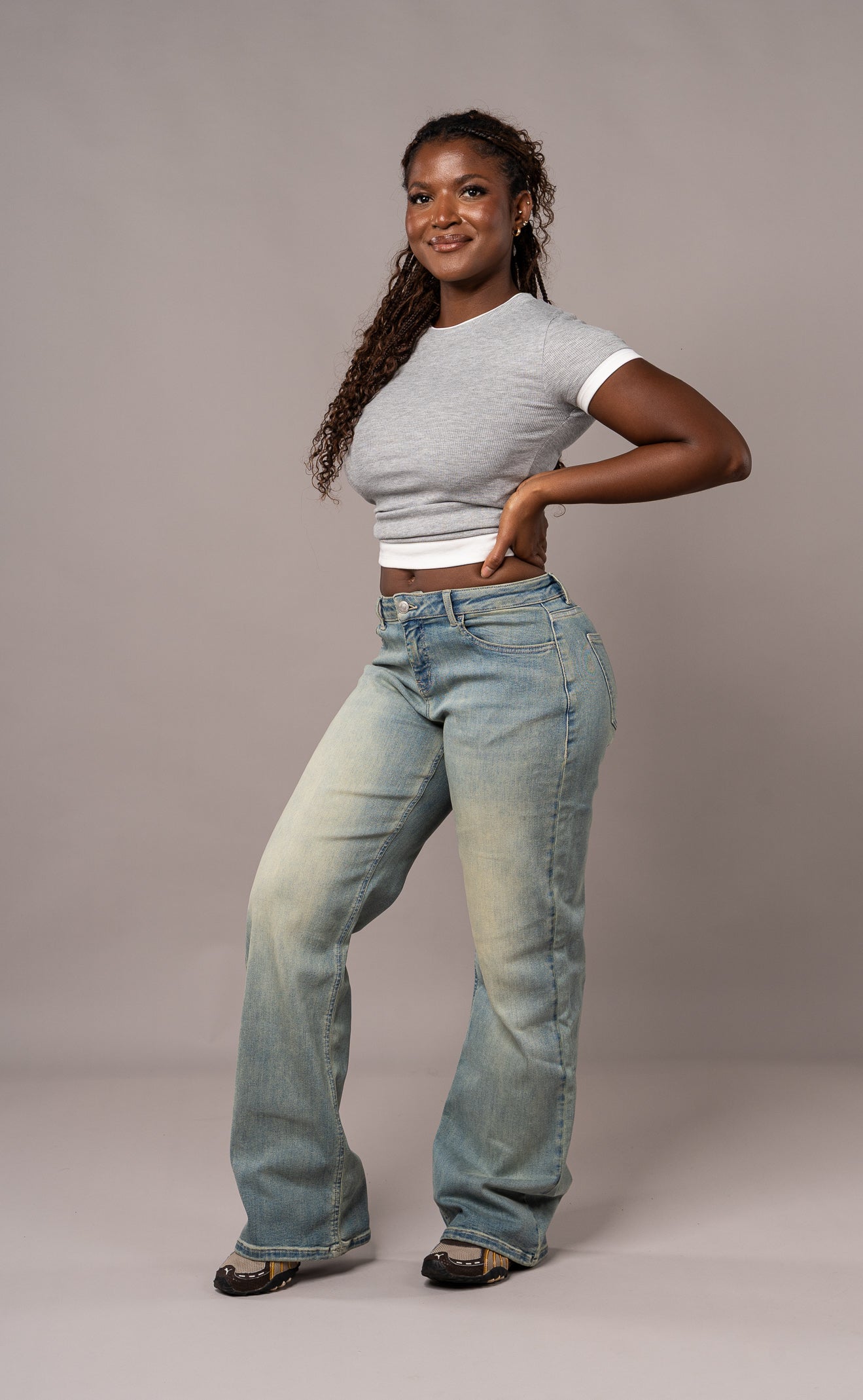 Womens Baggy Low Waisted Fitjeans - Distorted Blue Baggy Low Waisted FITJEANS