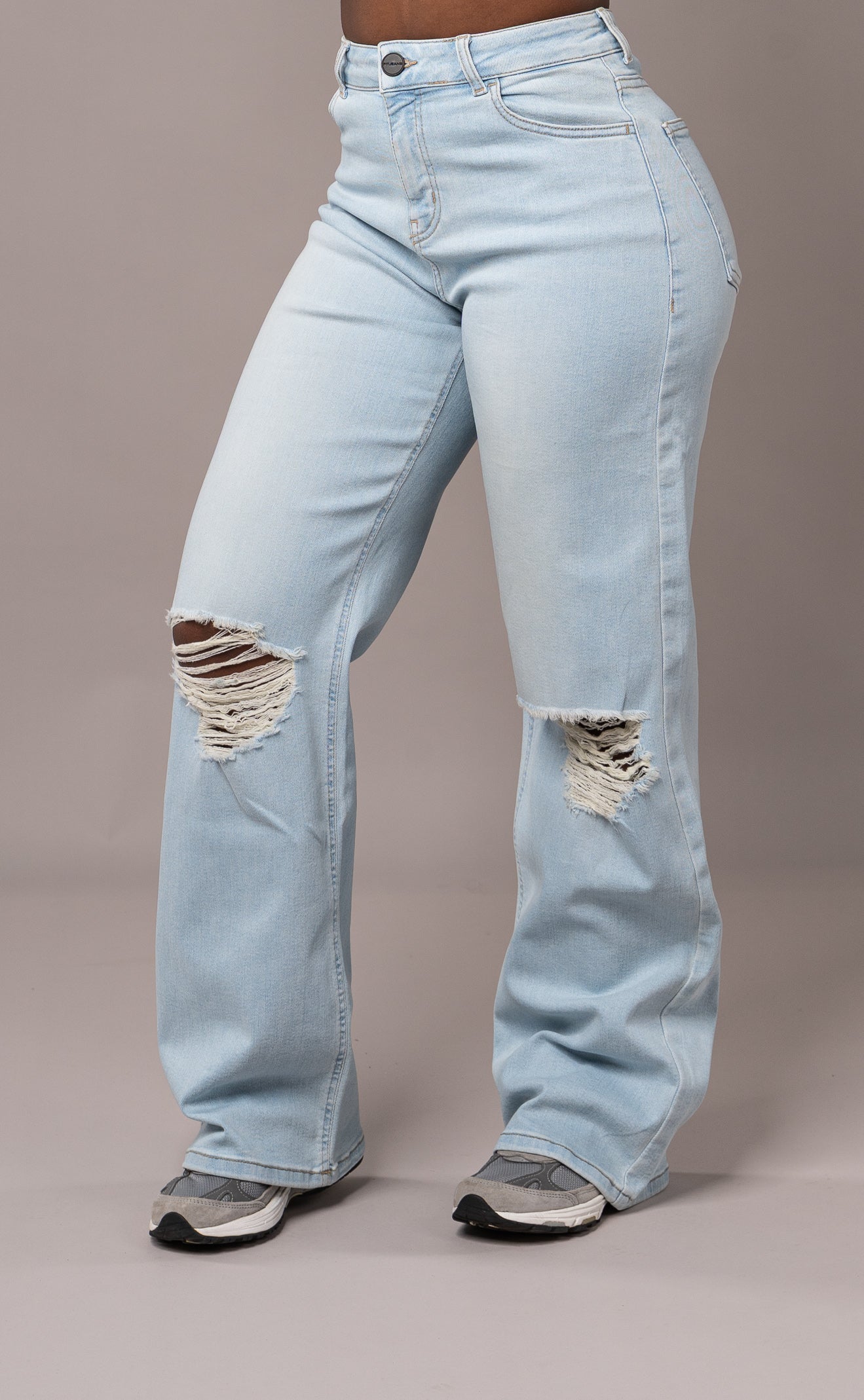 Womens Baggy Ripped Fitjeans - Vintage Blue Baggy Ripped FITJEANS