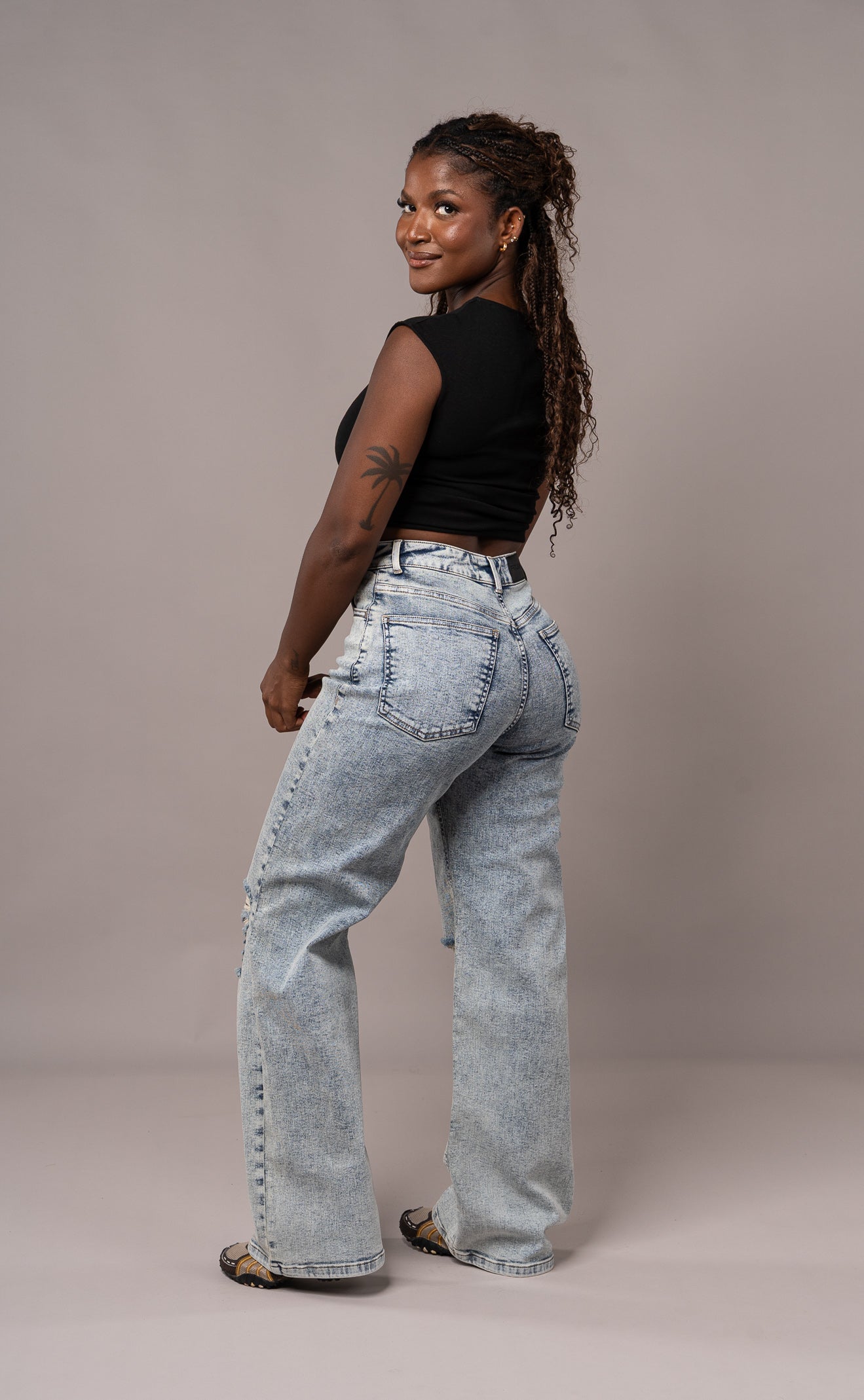 Womens Baggy Ripped Fitjeans - 80s Blue Baggy Ripped FITJEANS
