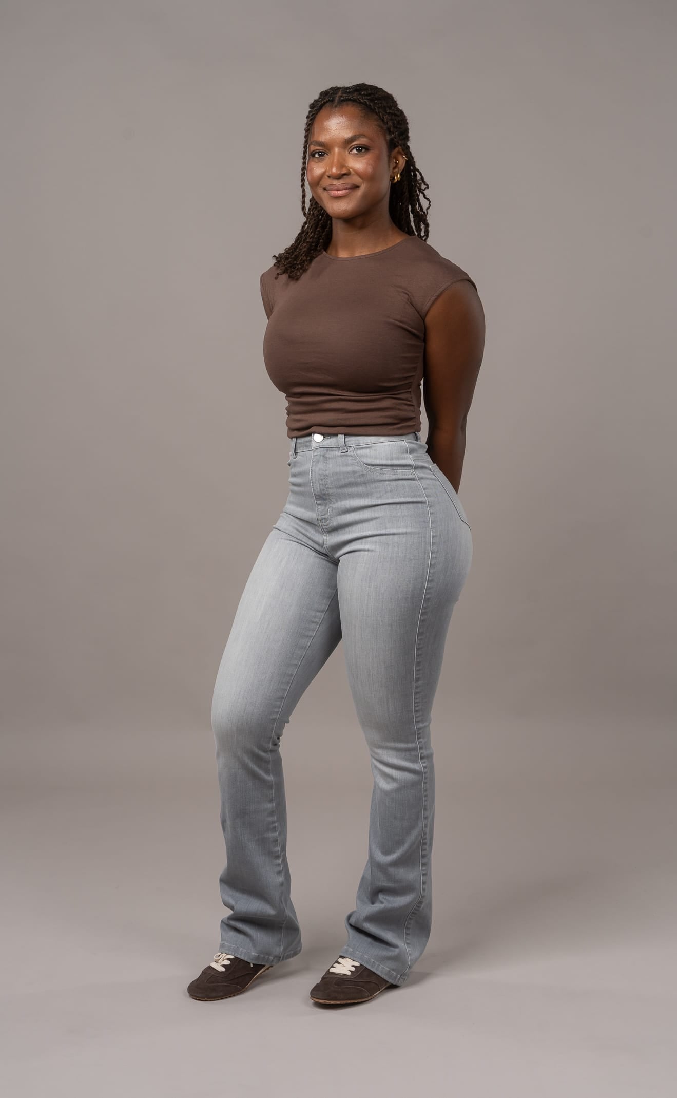 Womens Flared Fitjeans - Light Grey Flared FITJEANS
