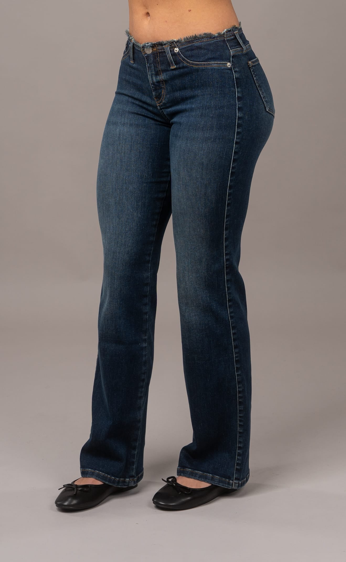 Raw Waist Flared Fitjeans - Deep Blue Raw Waist Flared FITJEANS