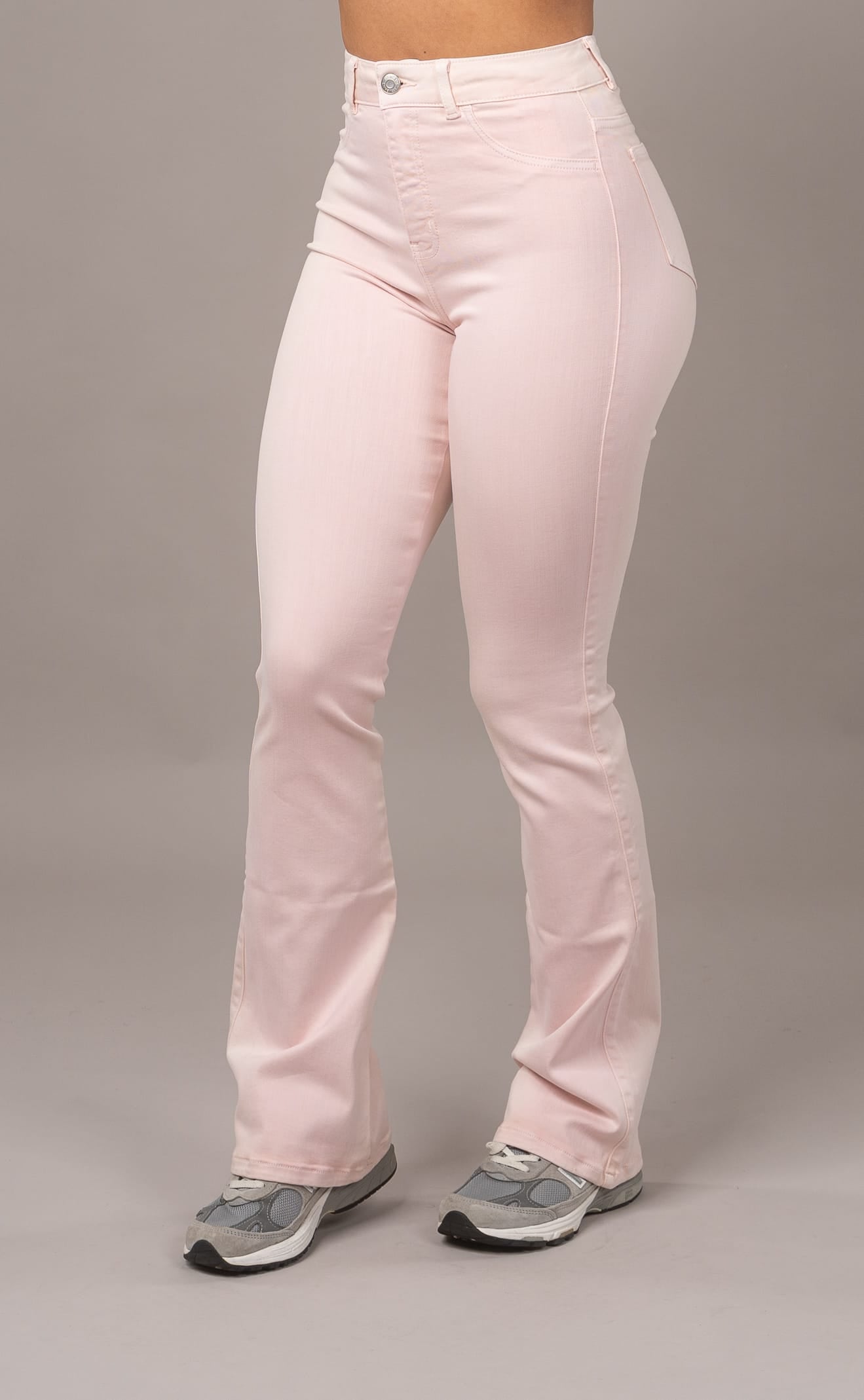 Womens Pastel Flared Fitjeans - Soft Pink Pastel Flared FITJEANS