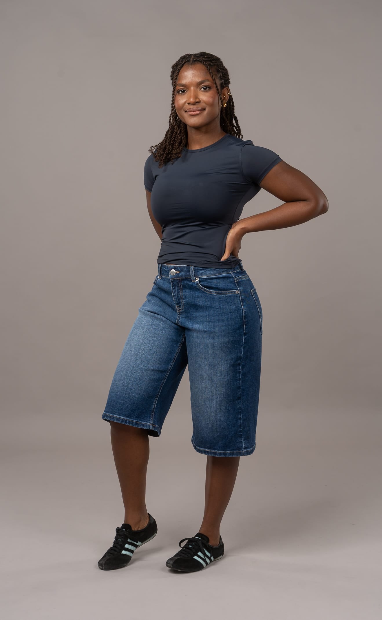Denim Low Waisted Jorts - Mid Blue Shorts FITJEANS