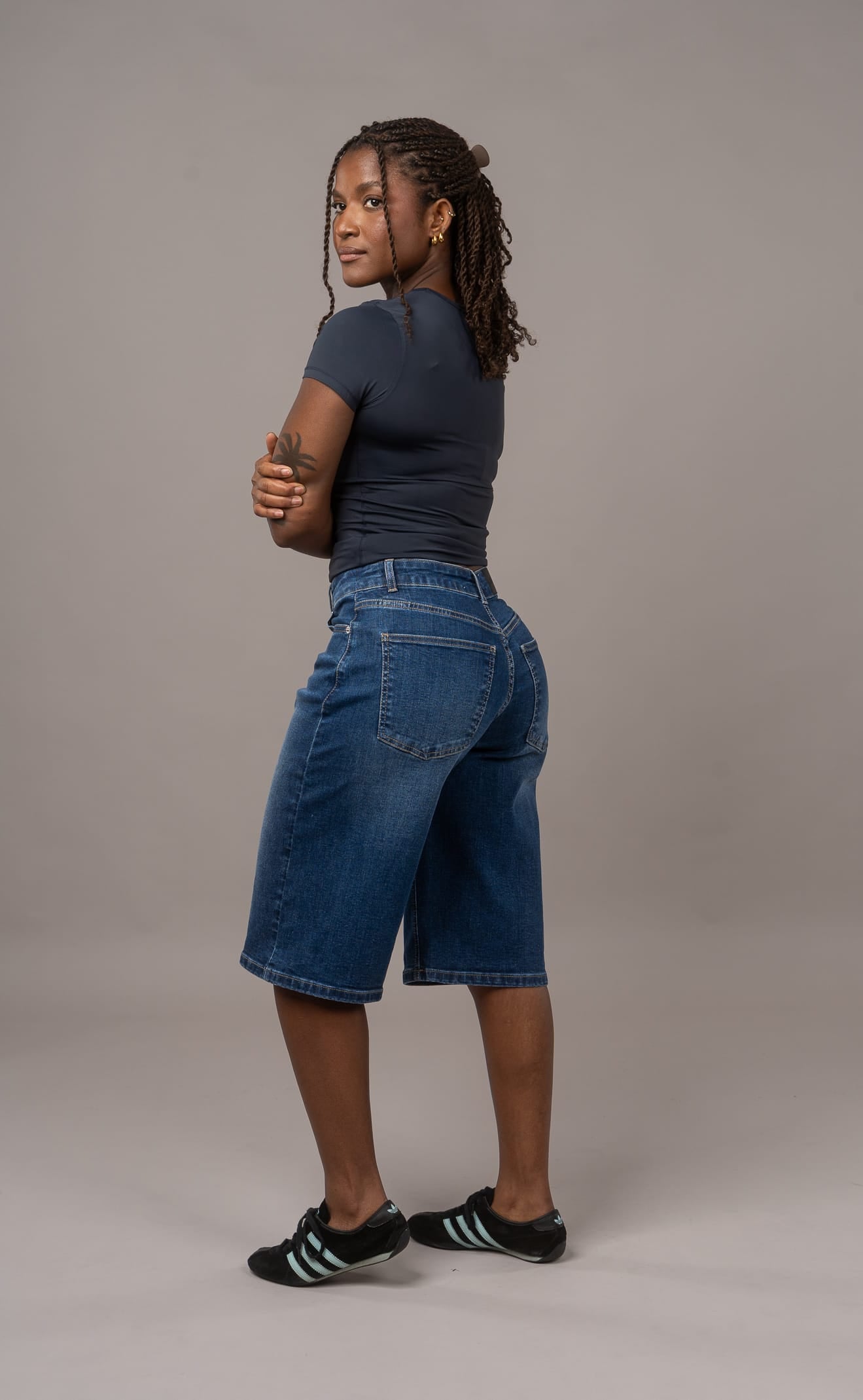 Denim Low Waisted Jorts - Mid Blue Shorts FITJEANS