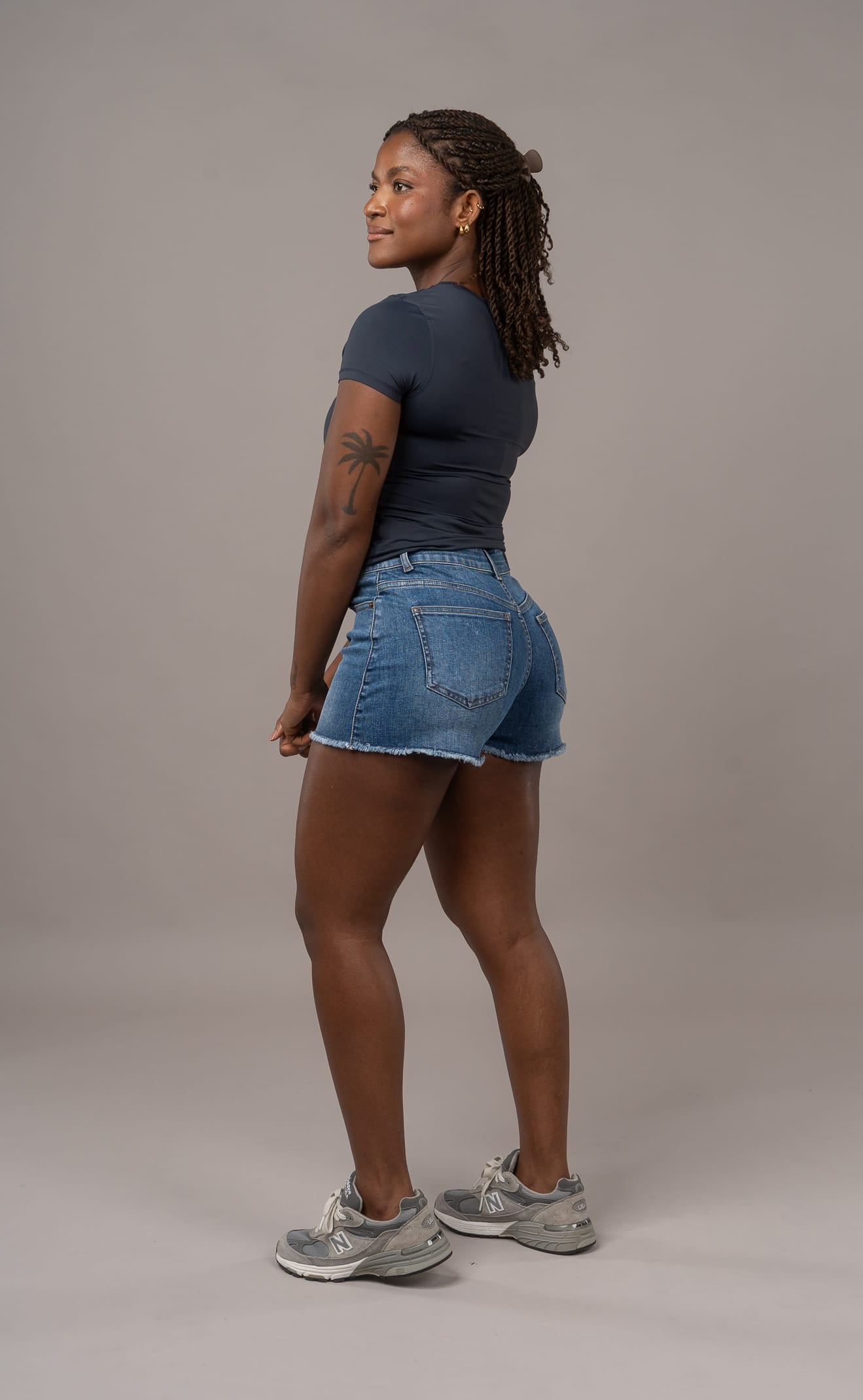 Womens Everyday Denim Shorts - Mid Blue Everyday Shorts FITJEANS