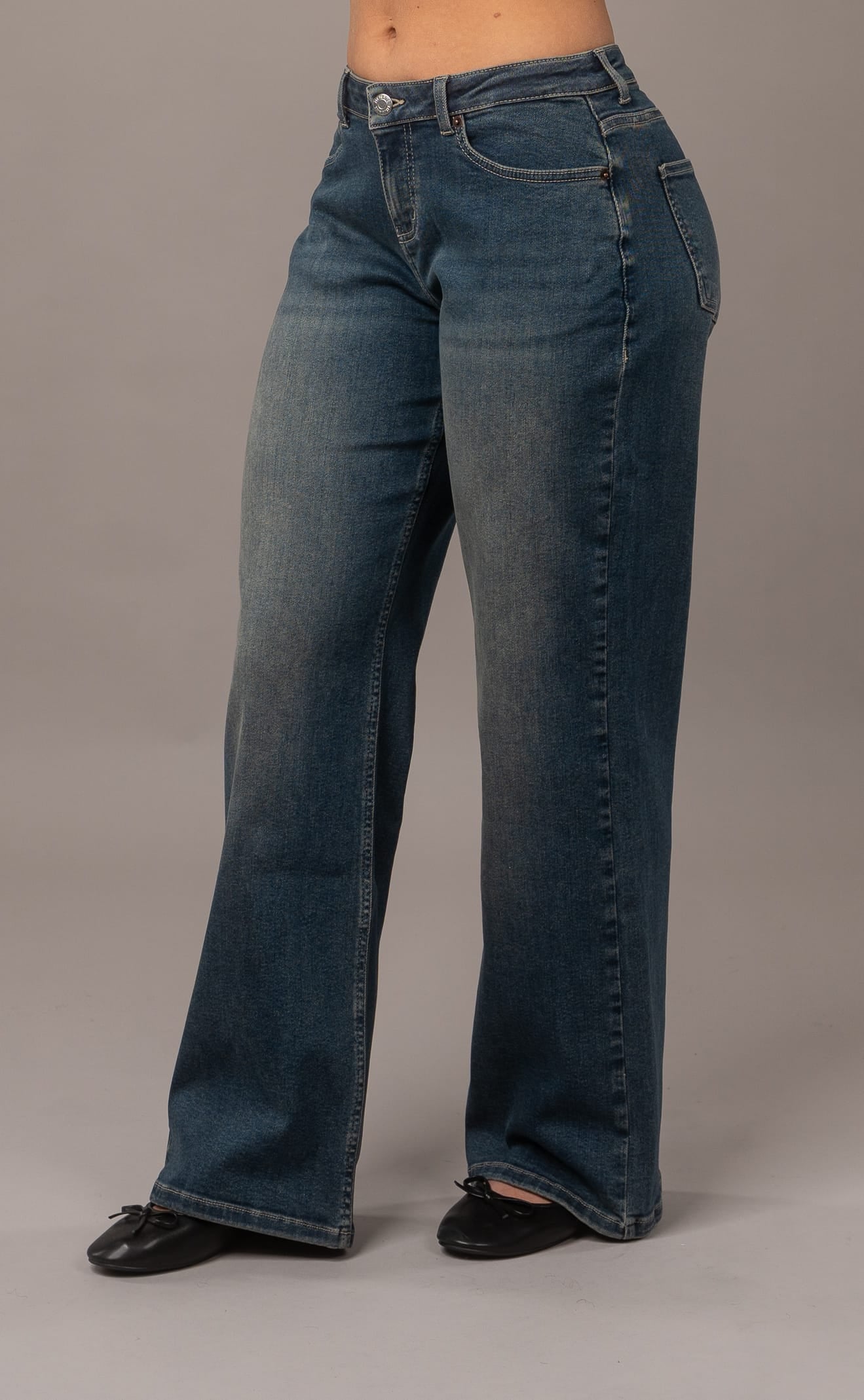 Womens Baggy Low Waisted Fitjeans - Dusty Blue - FITJEANS