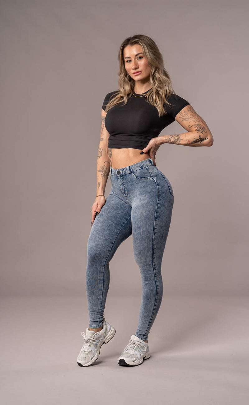Womens 360 V2 Mid Waisted Fitjeans - Acid Wash
