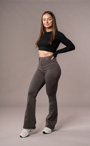 Womens Pastel Flared Fitjeans - Charcoal
