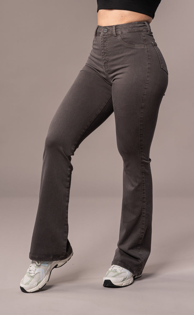 Womens Pastel Flared Fitjeans - Charcoal