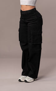 Womens Cargo Fitjeans - Black