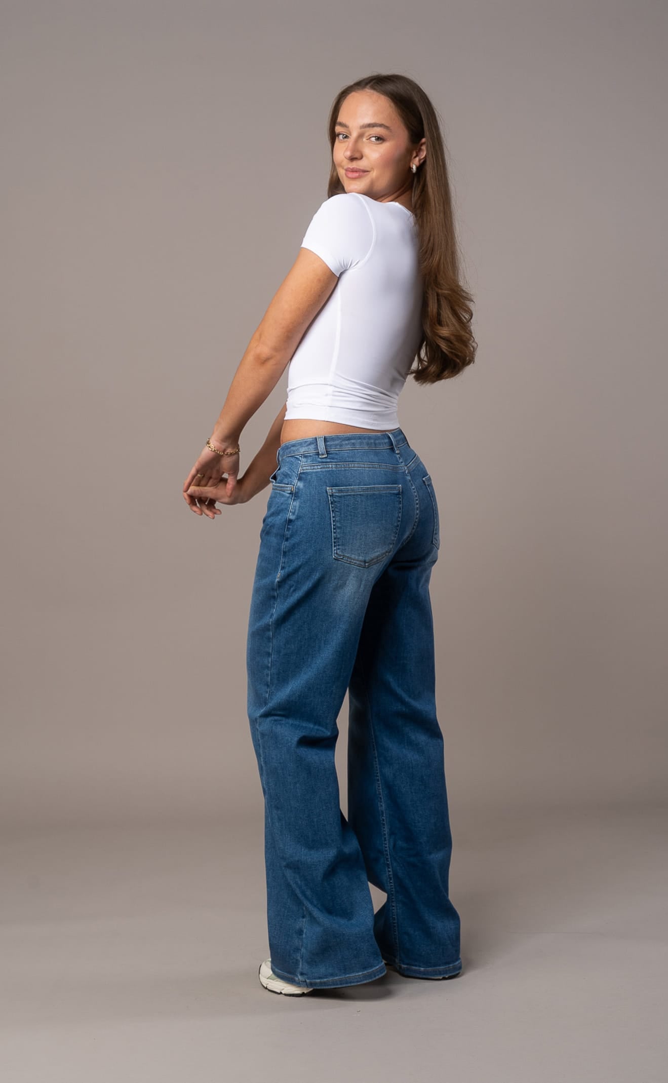 Womens Baggy Low Waisted Fitjeans - Stonewashed Blue Baggy Low Waisted FITJEANS