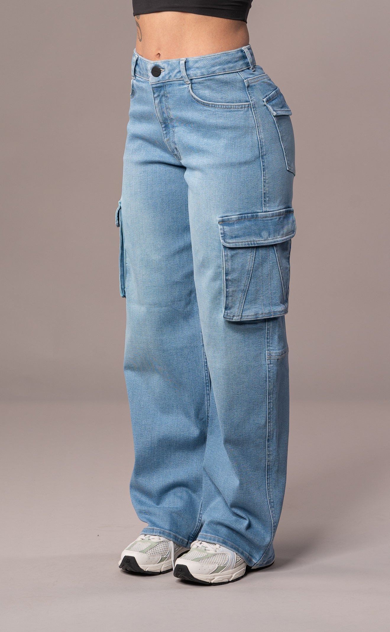 Womens Cargo Fitjeans - Arctic Light Blue Cargo FITJEANS
