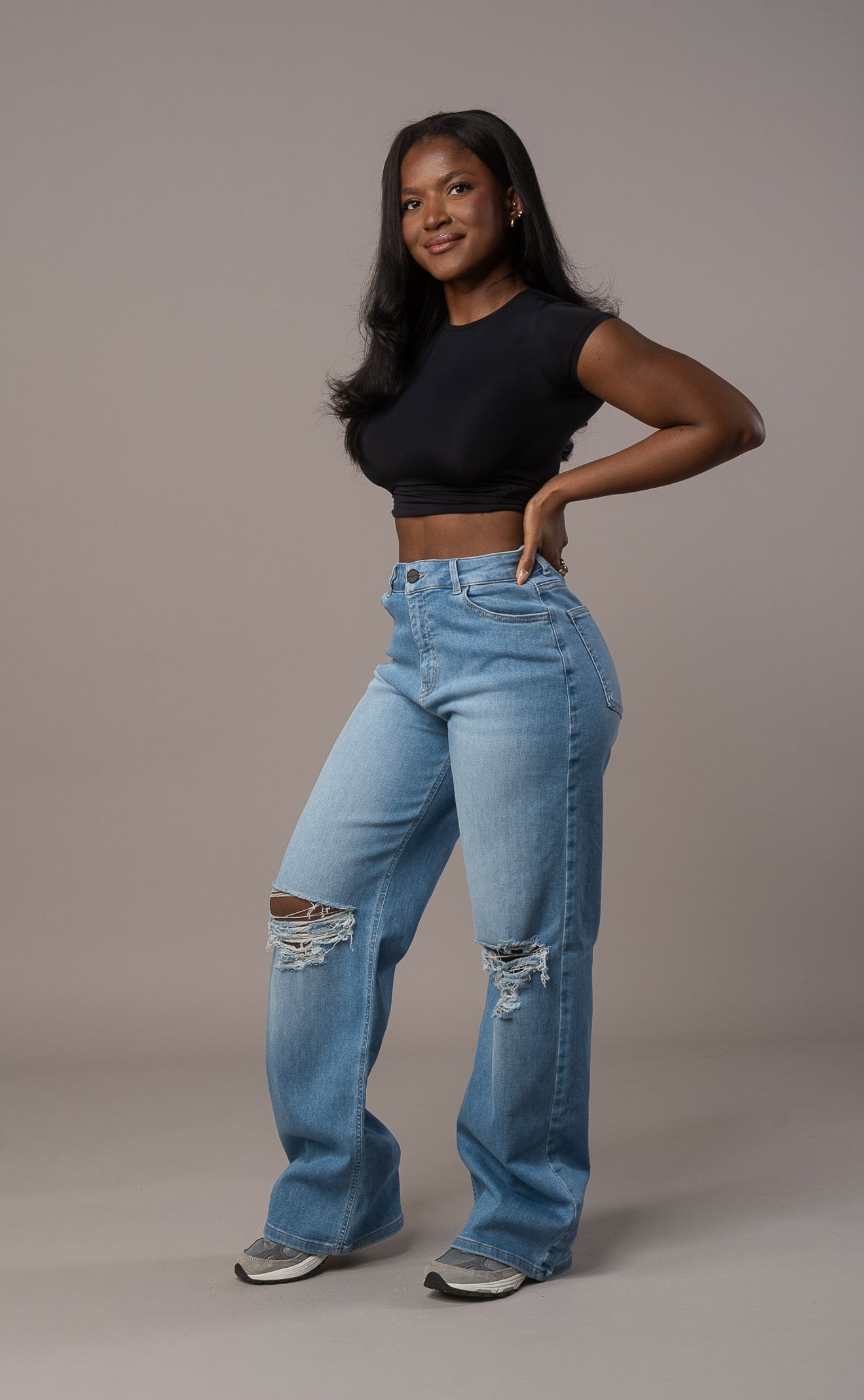 Womens Baggy Ripped Fitjeans - Arctic Light Blue Baggy Ripped FITJEANS