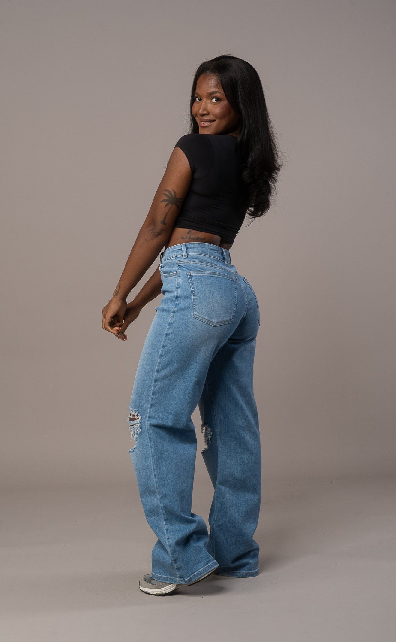 Womens Baggy Ripped Fitjeans - Arctic Light Blue Baggy Ripped FITJEANS