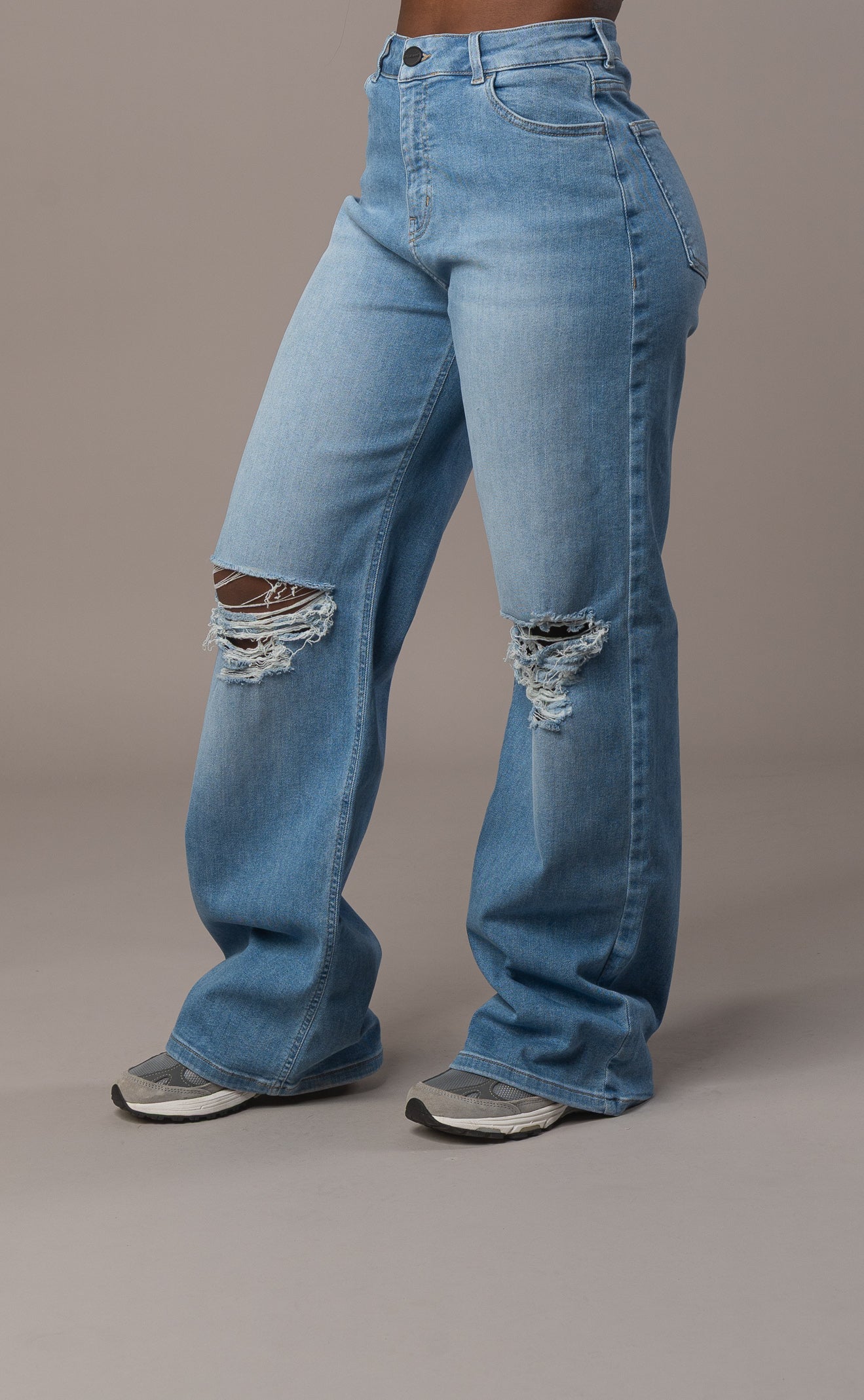 Womens Baggy Ripped Fitjeans - Arctic Light Blue Baggy Ripped FITJEANS