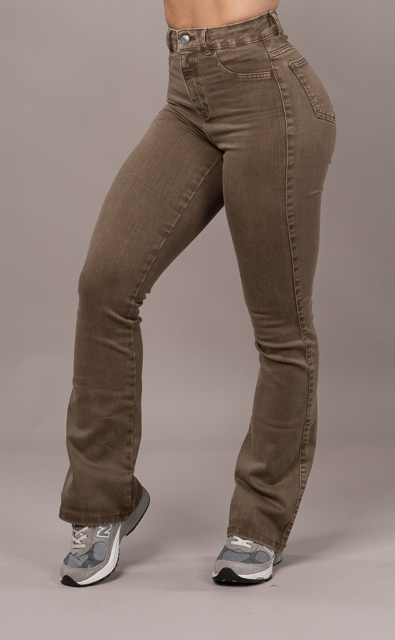 Womens Pastel Flared Fitjeans - Brown Pastel Flared FITJEANS