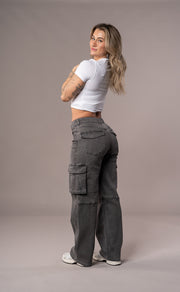 Womens Cargo Fitjeans - Grey