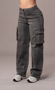 Womens Cargo Fitjeans - Grey