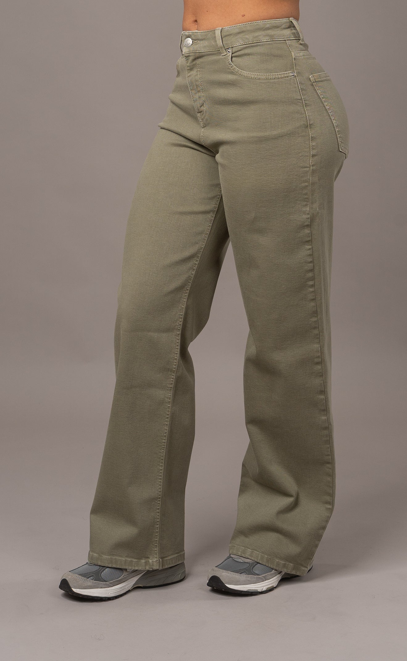 Womens Pastel Baggy Fitjeans - Khaki Baggy FITJEANS