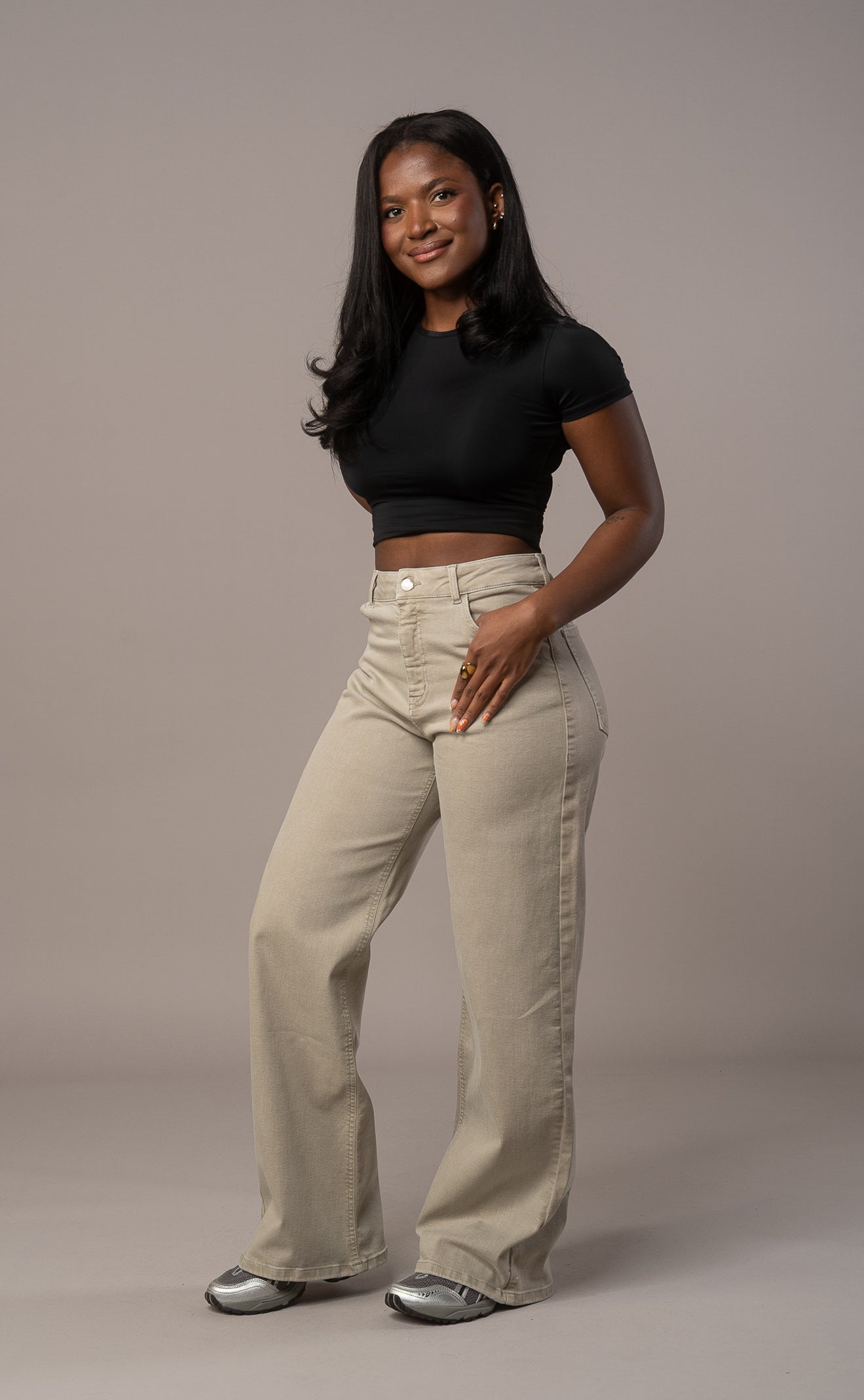 Womens Pastel Baggy Fitjeans - Sand Baggy FITJEANS