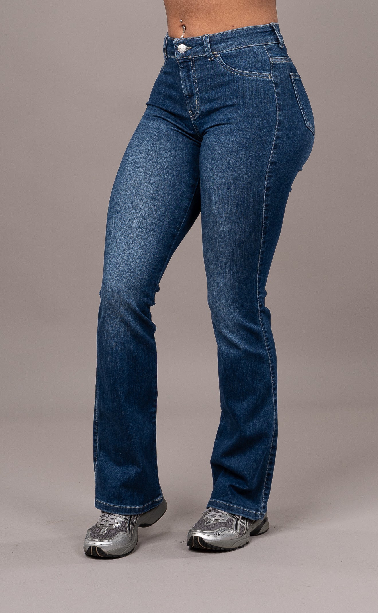 Womens Flared Mid Waisted Fitjeans - Sapphire Blue Flared Mid FITJEANS