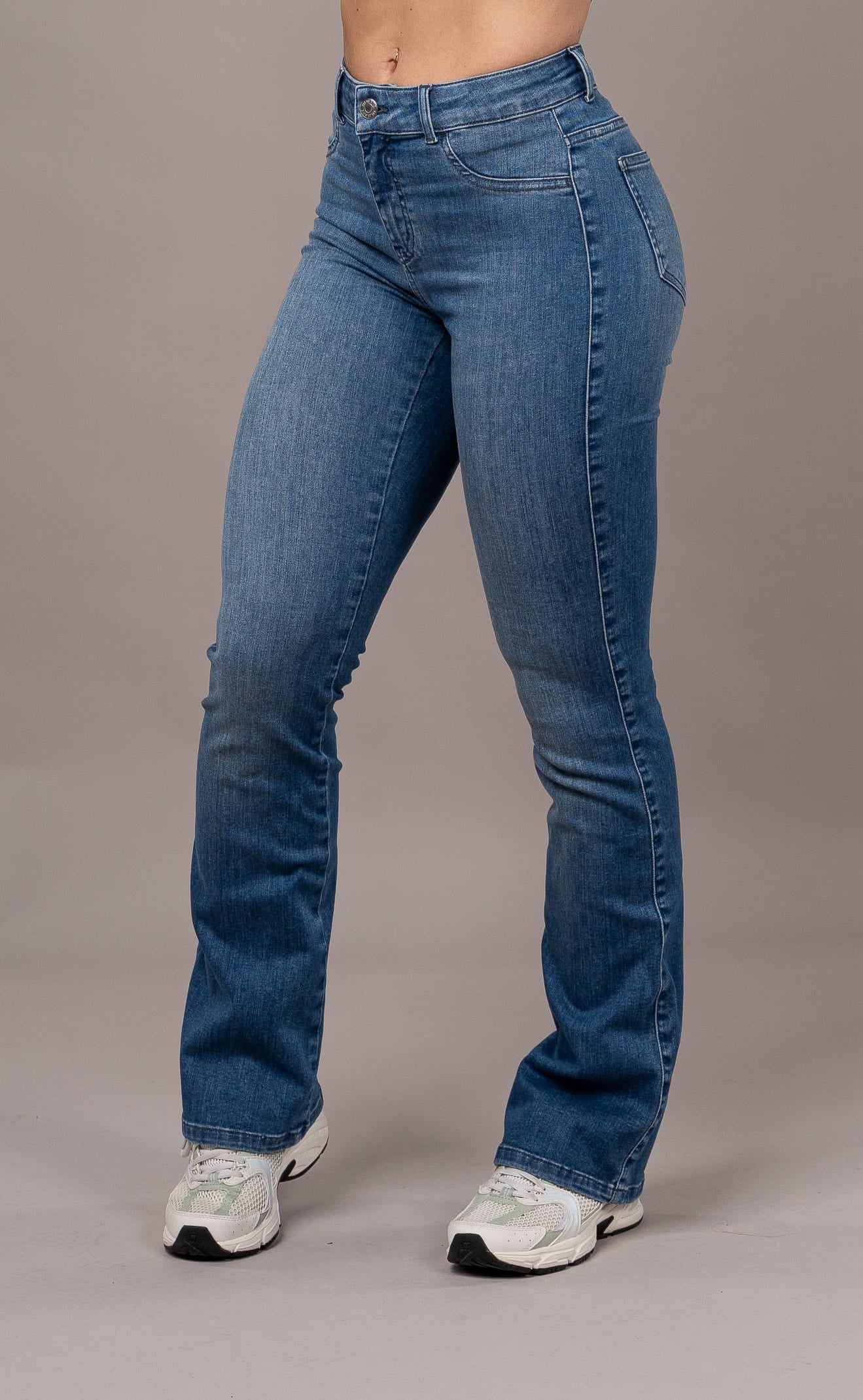 Womens Flared Mid Waisted Fitjeans - Azure Blue Flared Mid FITJEANS