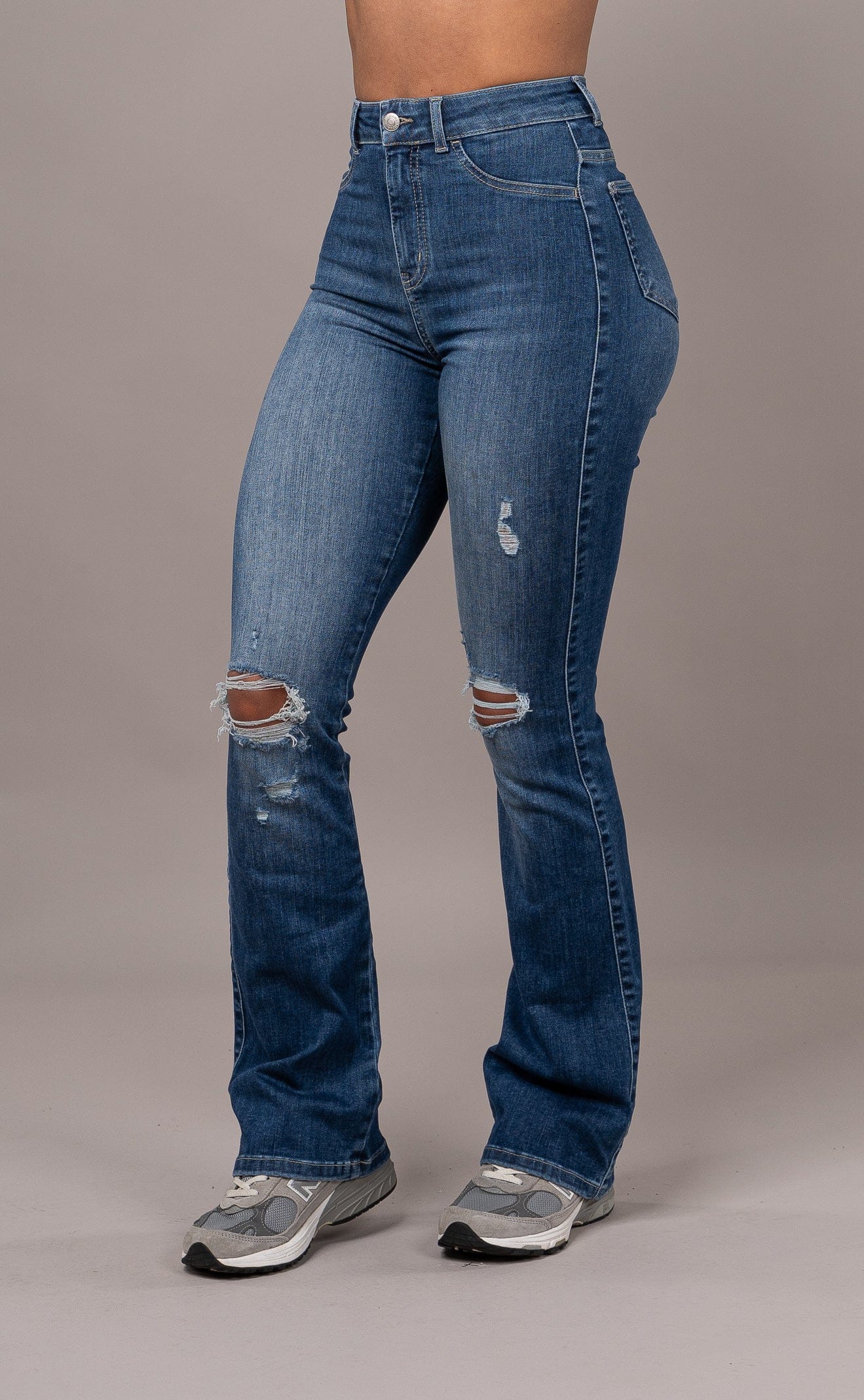 Womens Flared Ripped Fitjeans - Sapphire Blue Flared FITJEANS