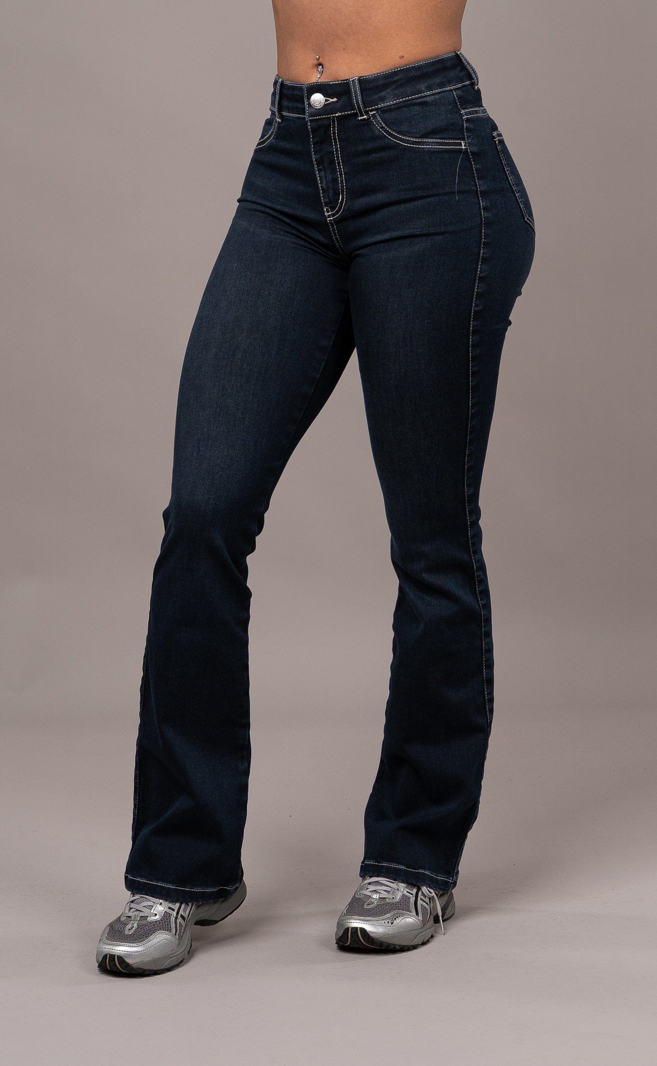Womens Flared Mid Waisted Fitjeans - Night Blue Flared Mid FITJEANS