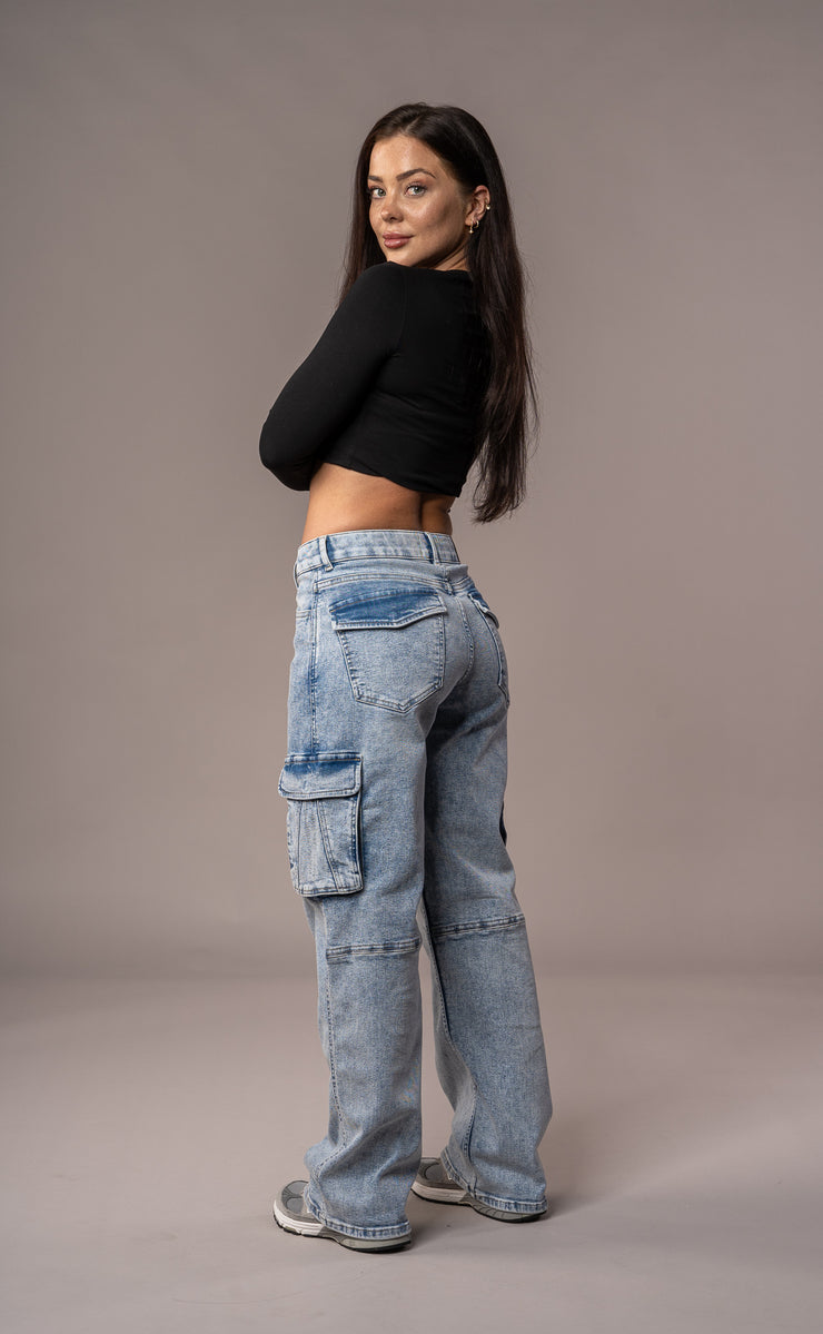 Womens Cargo Fitjeans - 80s Blue