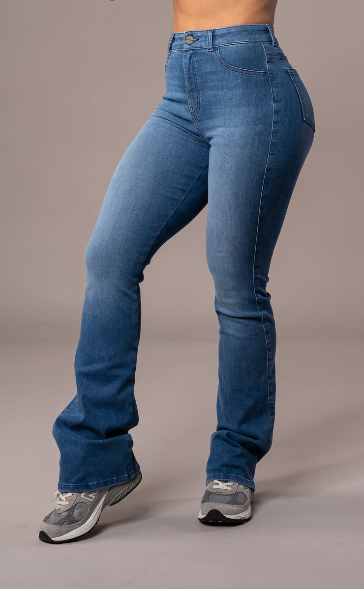 Womens Flared Fitjeans - Azure Blue