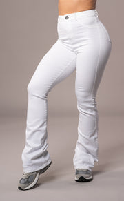 Womens Pastel Flared Fitjeans -White