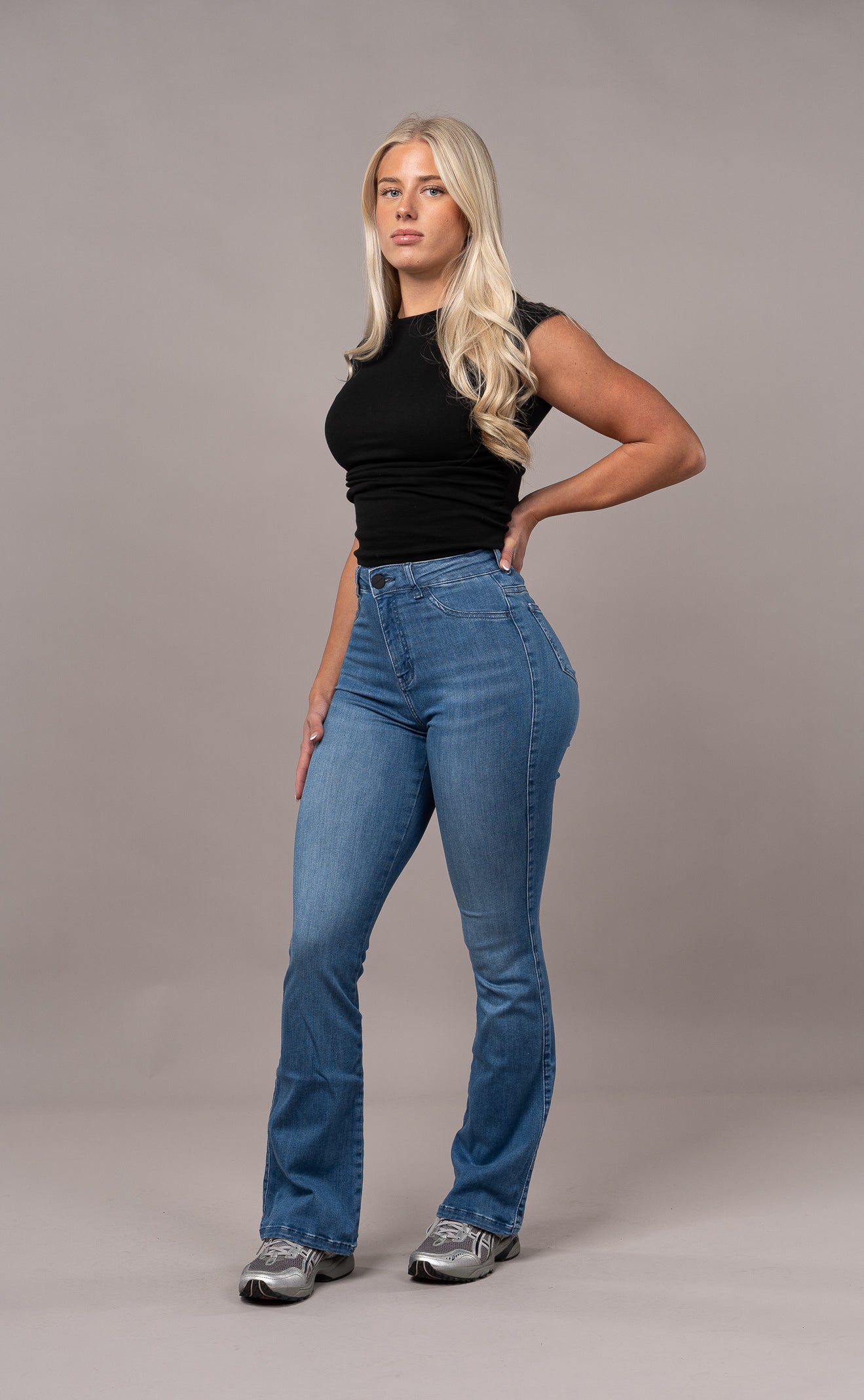 Womens Flared Fitjeans - Azure Blue Flared FITJEANS