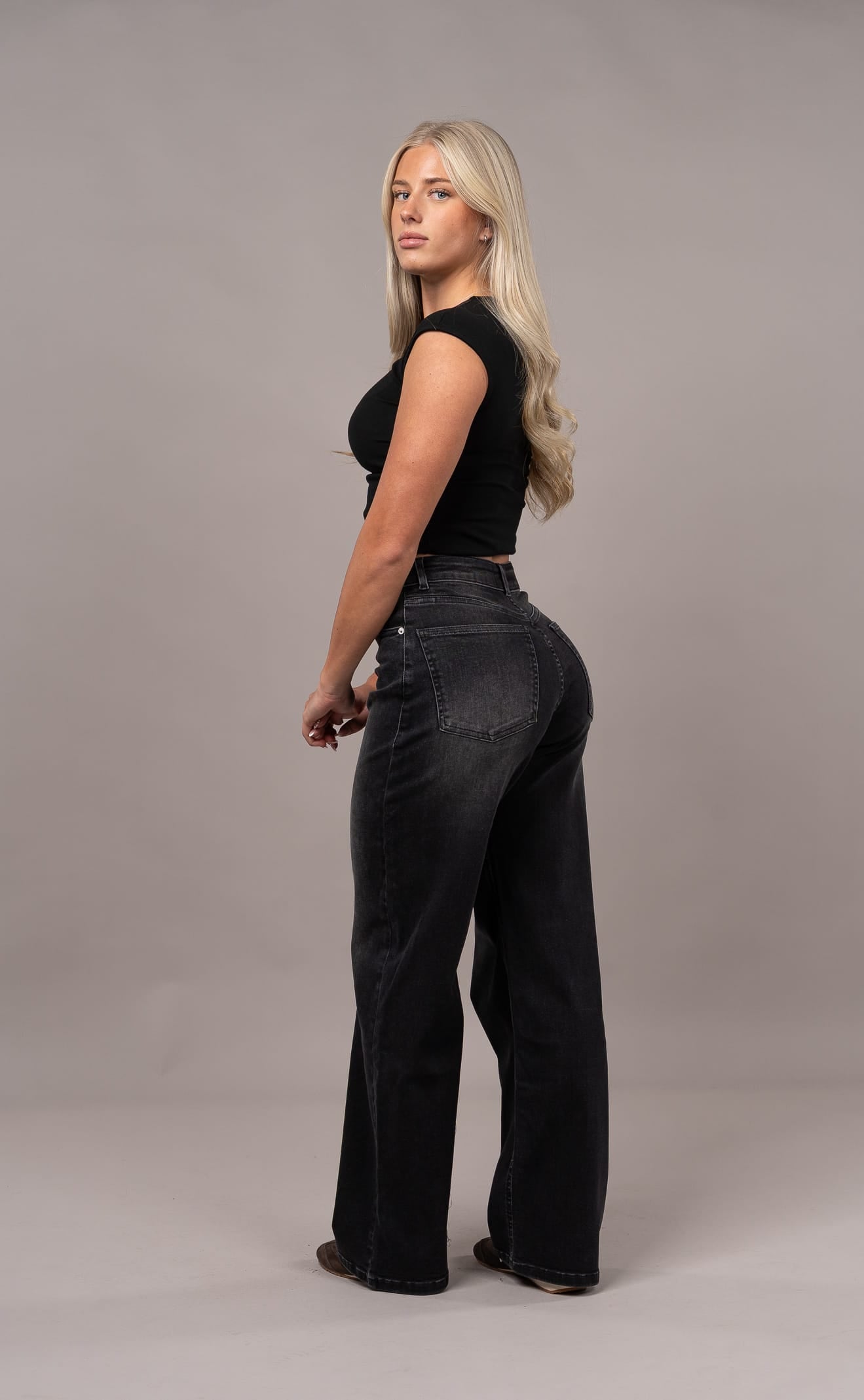 Womens Baggy Fitjeans - Worn Black Baggy FITJEANS