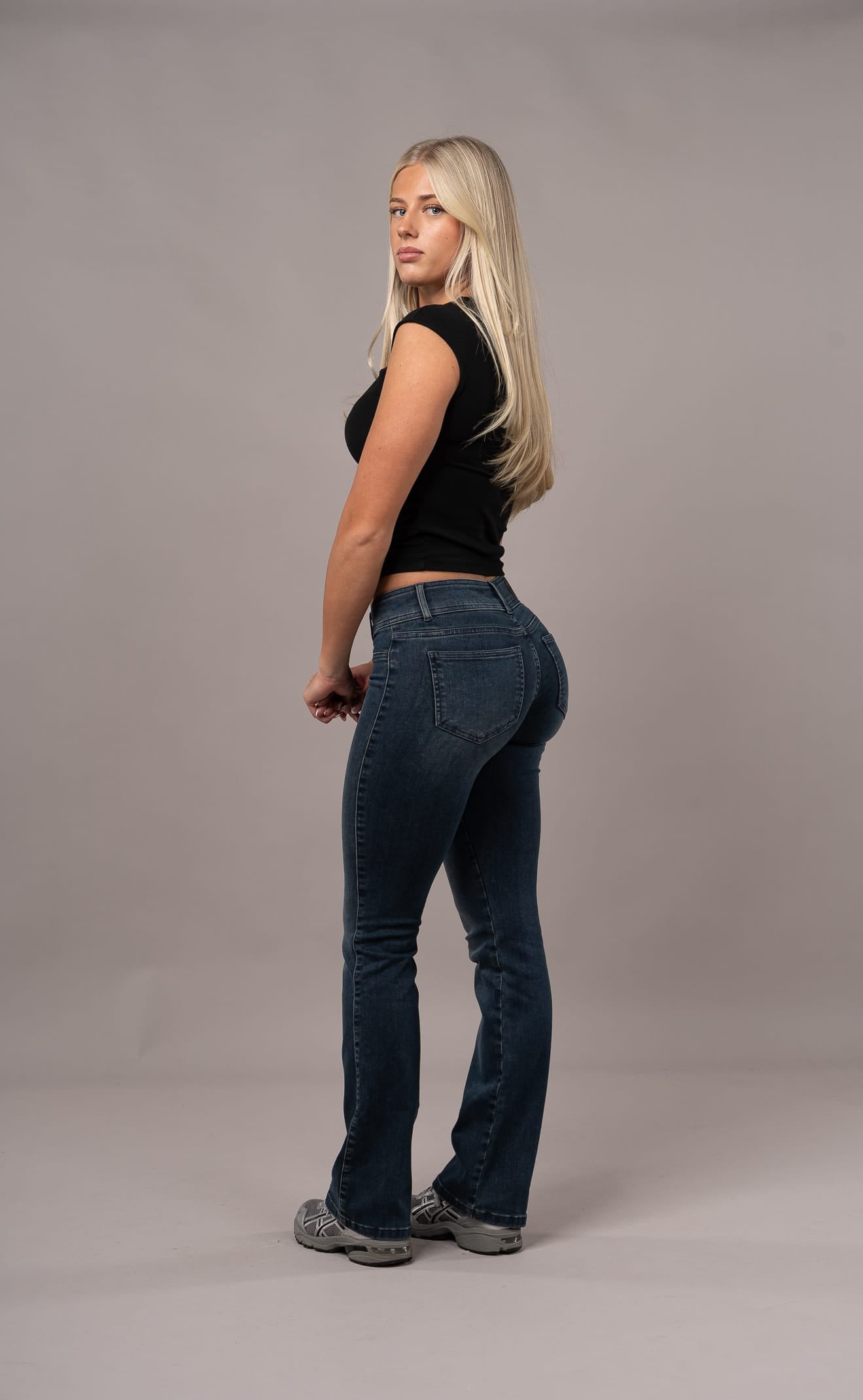 Womens Flared Low Waisted Fitjeans - Emerald Blue Flared Low Waisted FITJEANS