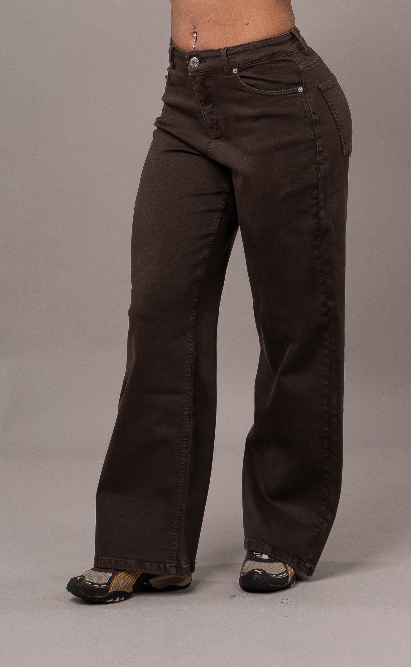 Womens Pastel Baggy Fitjeans - Dark Brown Baggy FITJEANS