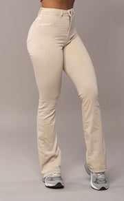 Womens Pastel Flared Fitjeans - Sand