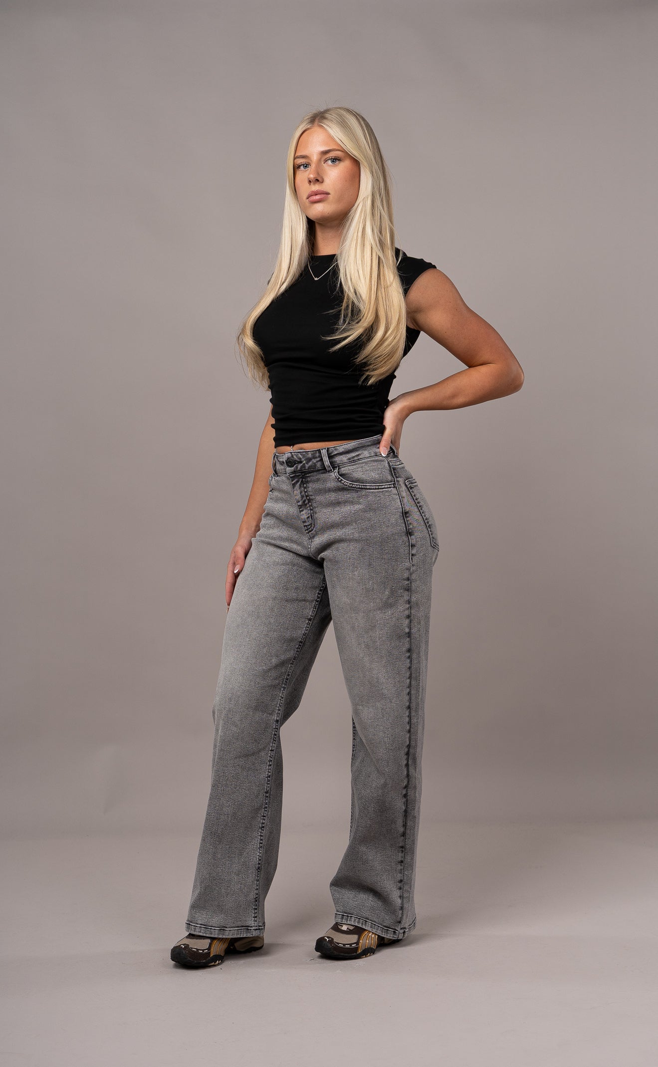 Womens Baggy Fitjeans - Heavy Washed Grey Baggy FITJEANS