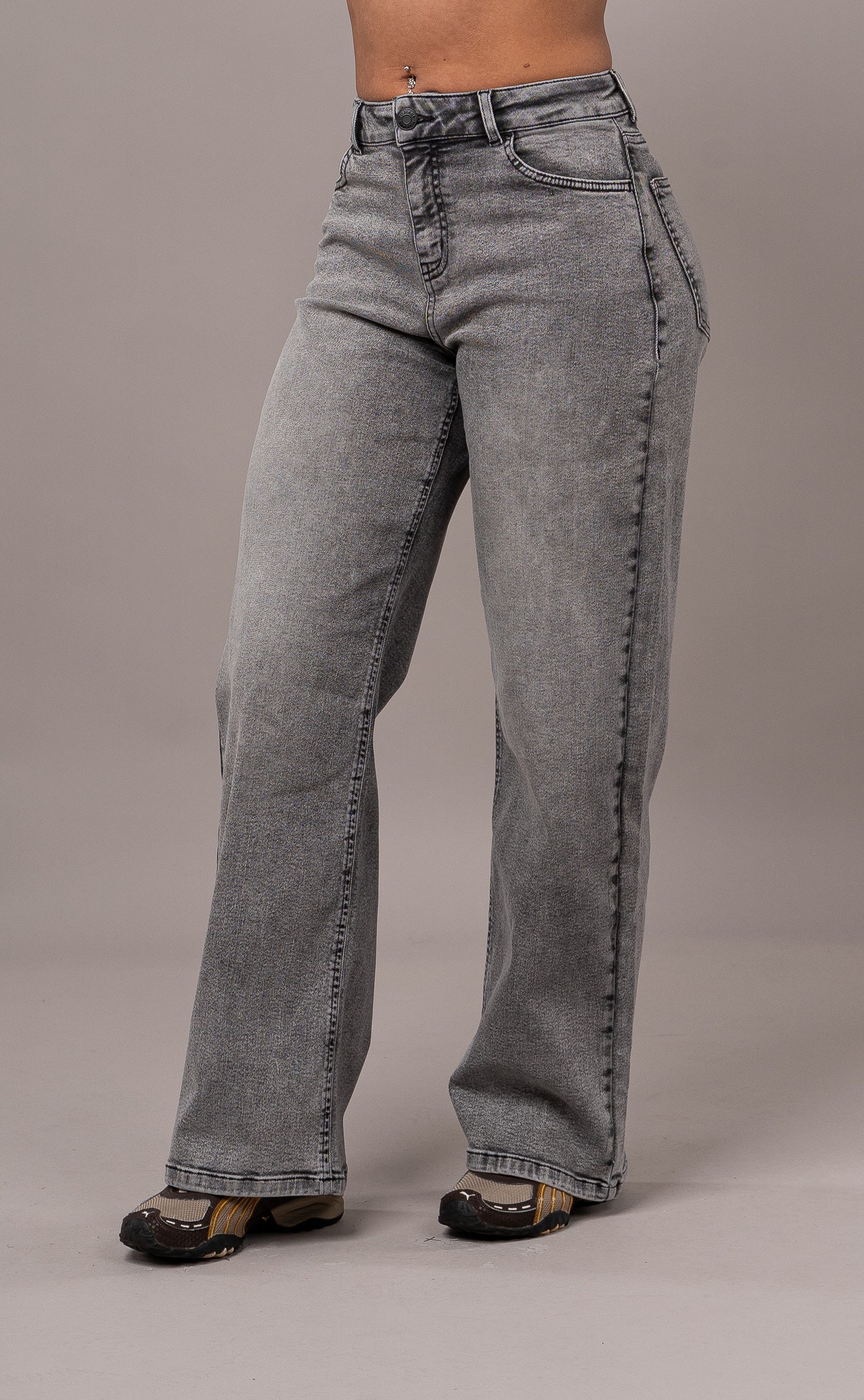 Womens Baggy Fitjeans - Heavy Washed Grey Baggy FITJEANS