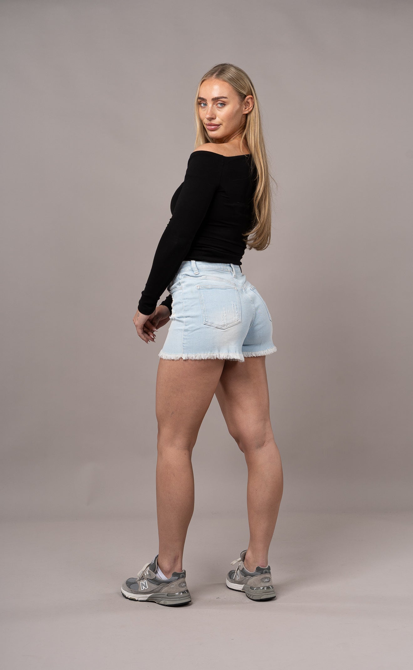 Womens Fitjeans Ripped Shorts - Vintage Blue Ripped Shorts FITJEANS