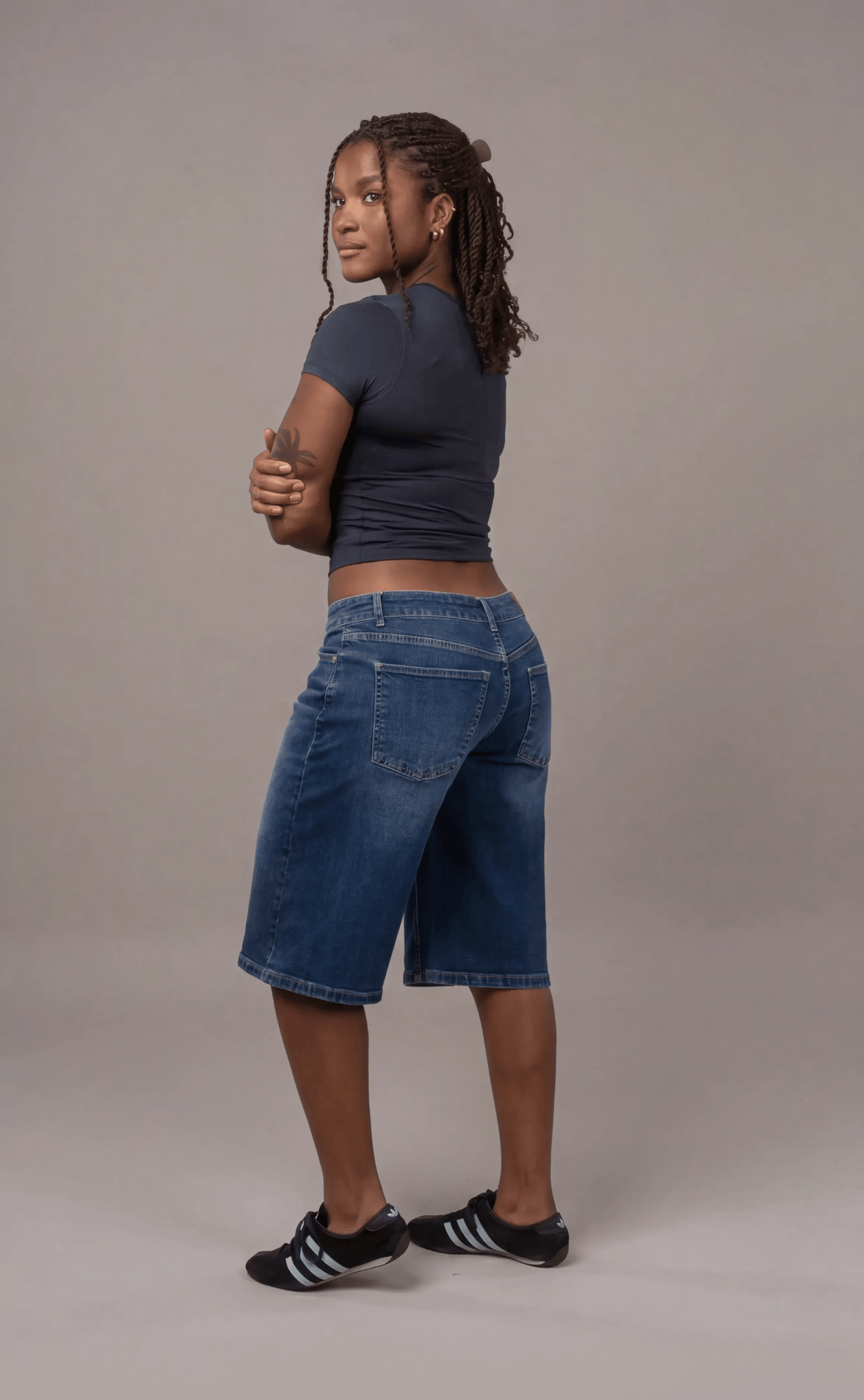Denim Low Waisted Jorts - Mid Blue Jorts Low Waisted FITJEANS